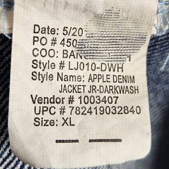 Lei Apple denim jacket Jr darkwash bleached Size XL - Picture 7 of 7